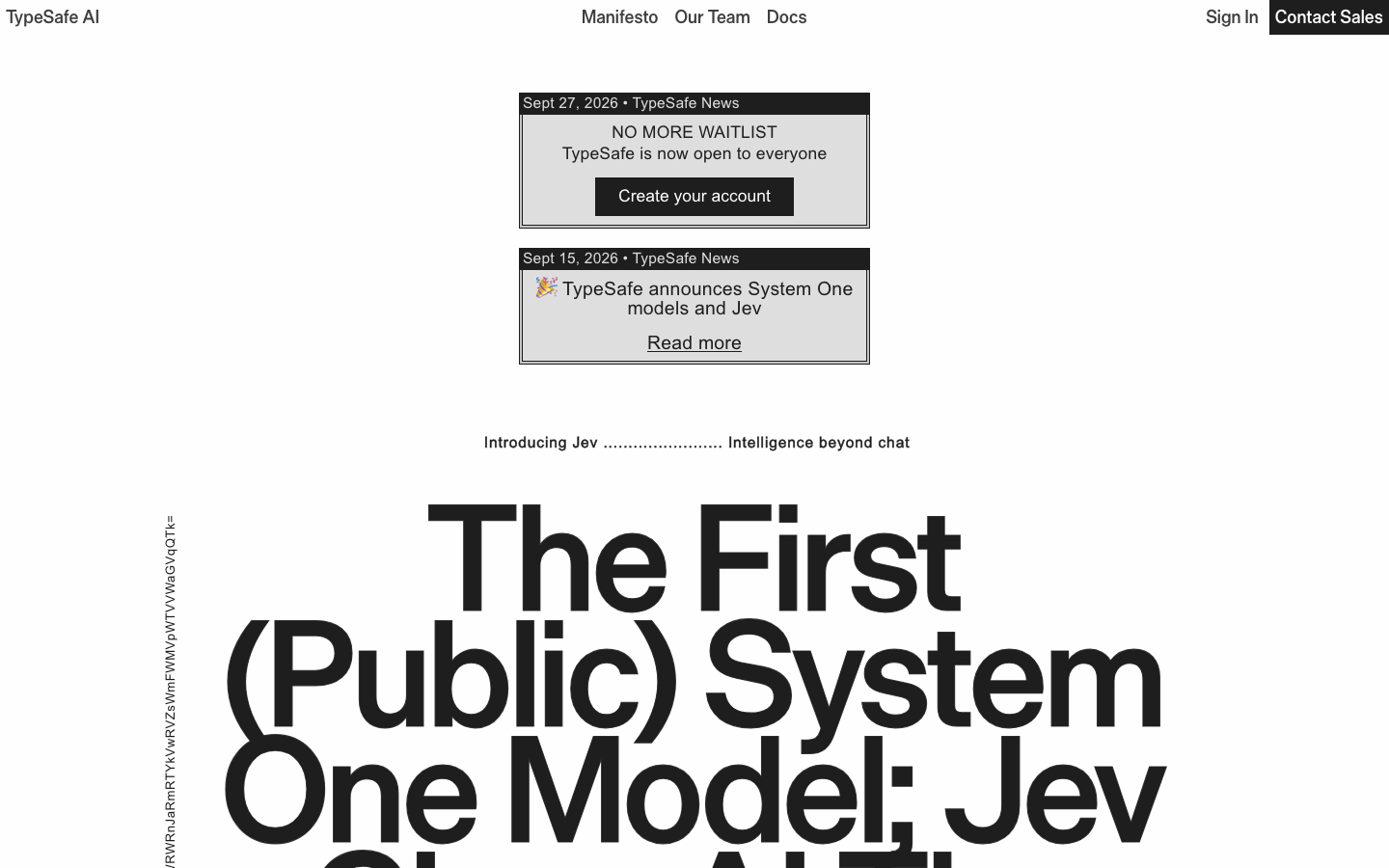 The TypeSafe AI homepage