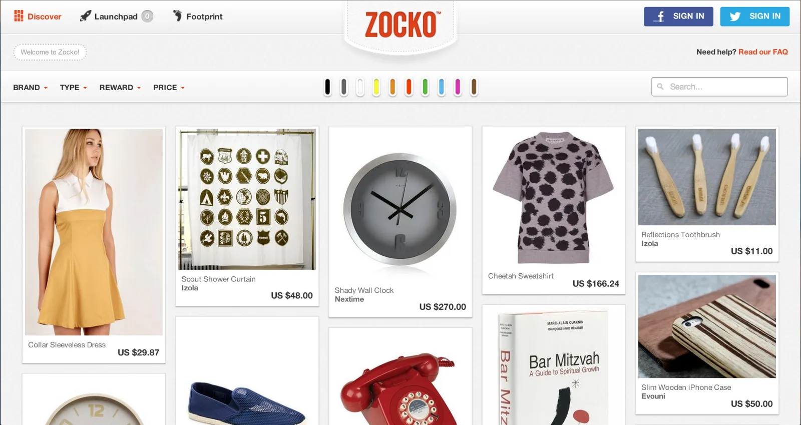Shopping site 'ZOCKO' with filters and a product grid showing prices.