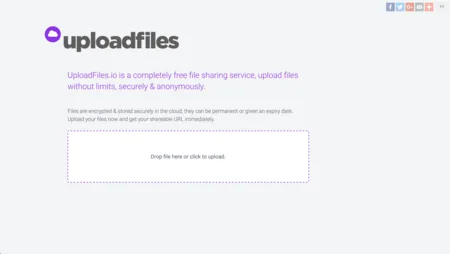 Upload page 'uploadfiles' with a drop zone for files.