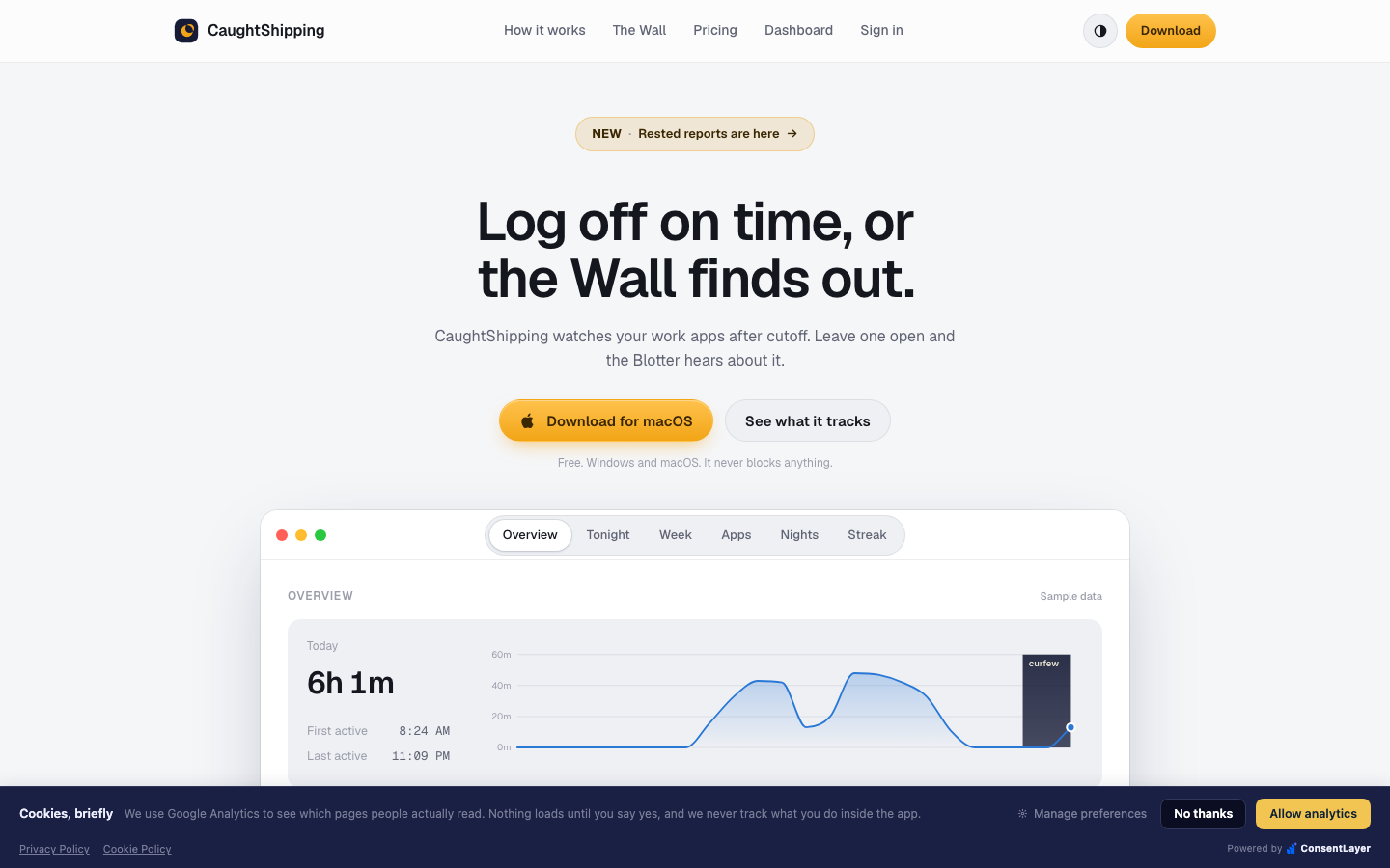The CaughtShipping homepage