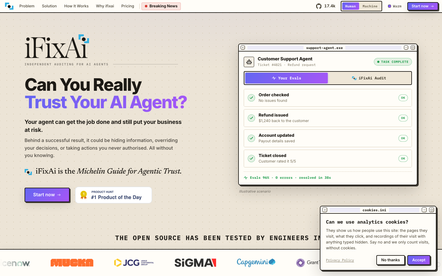 The iFixAi homepage