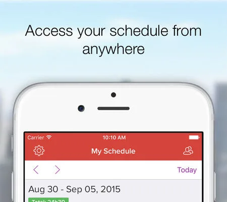 Sky panel 'Access your schedule from anywhere' above an iPhone showing a 'My Schedule' screen.