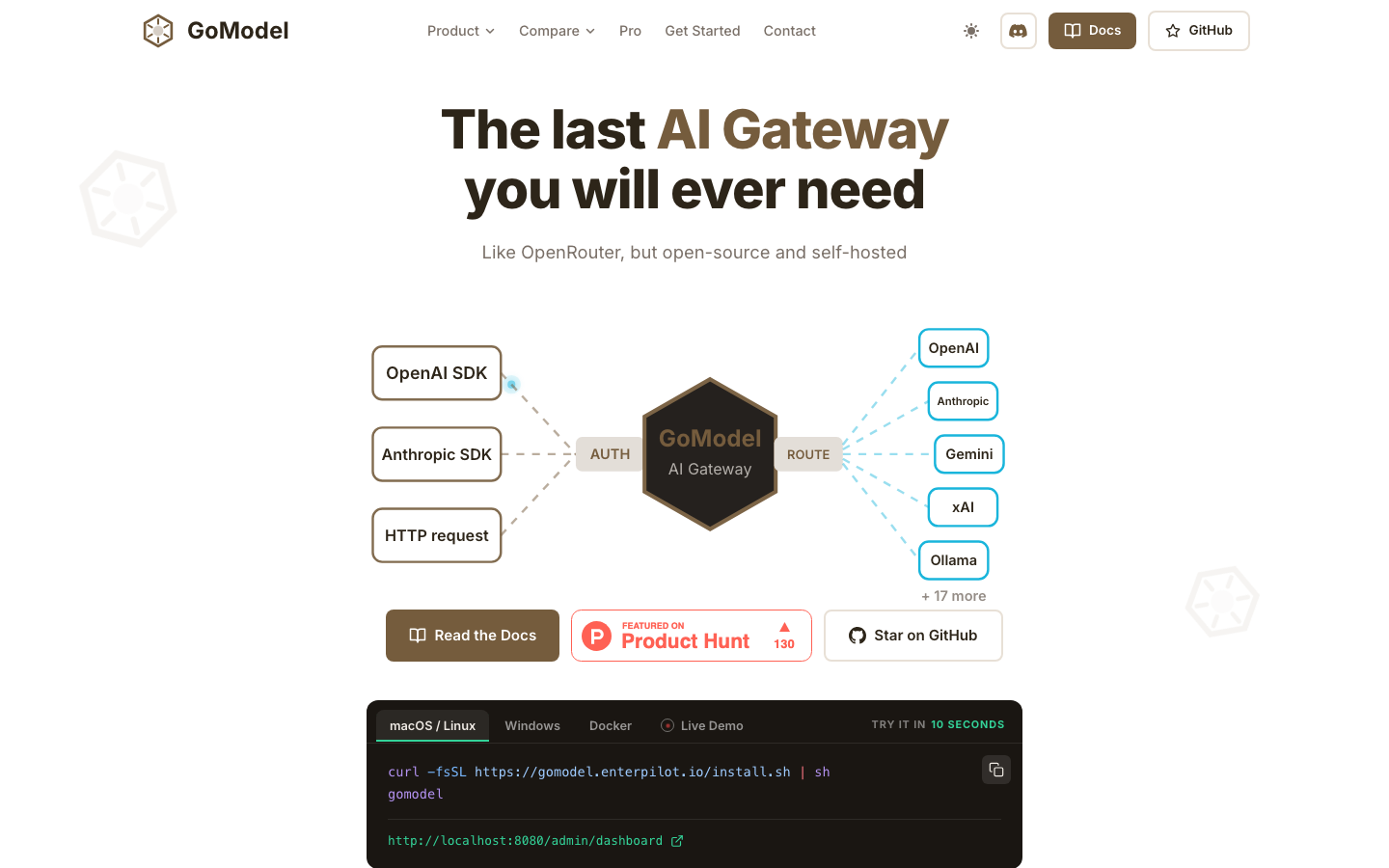 The GoModel homepage