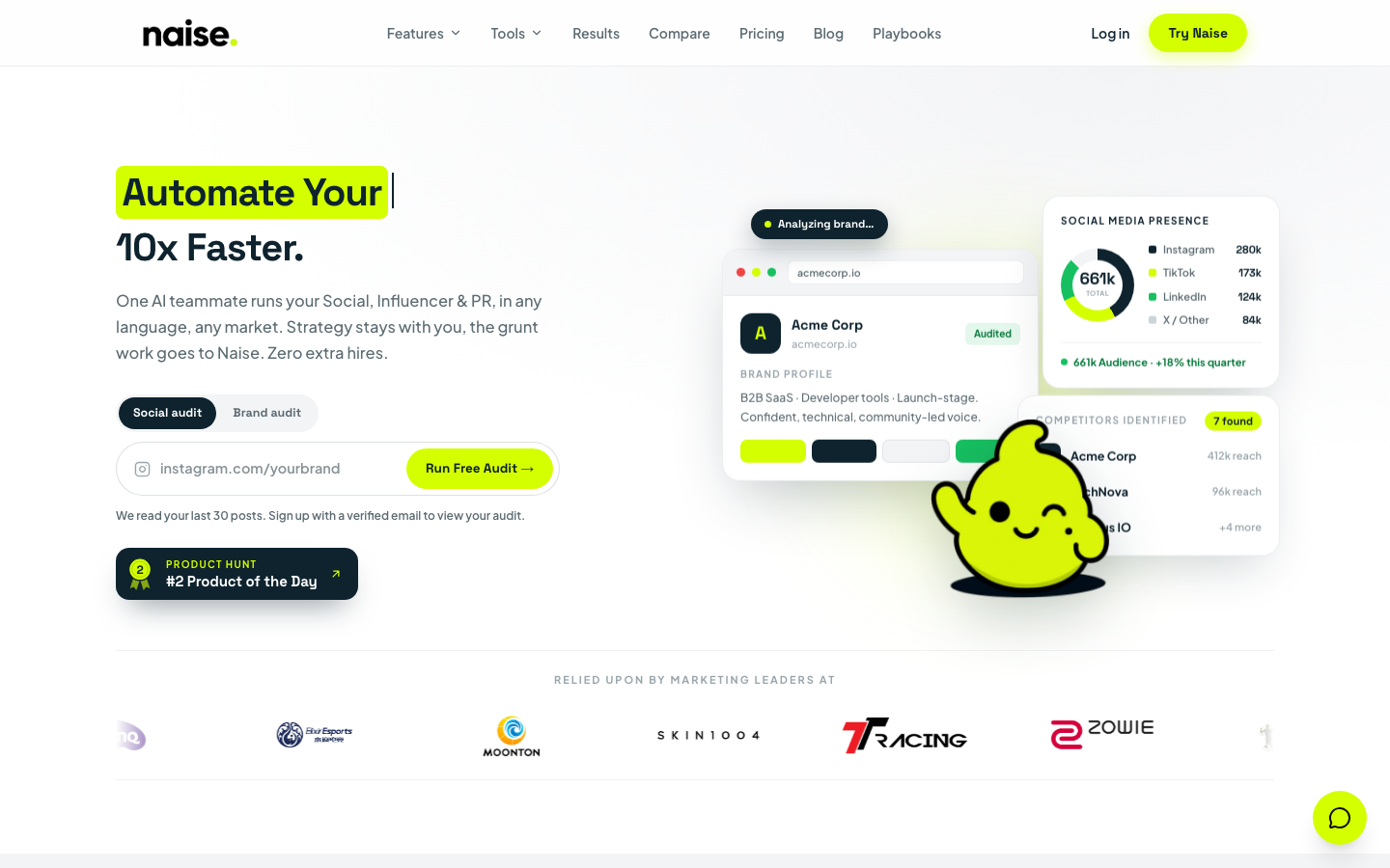 The Naise AI homepage