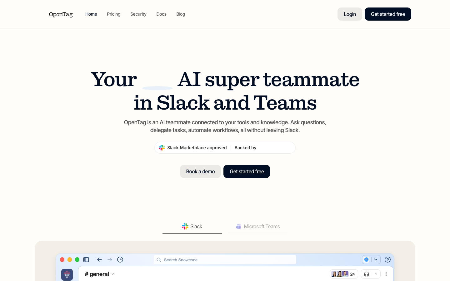 The OpenTag homepage