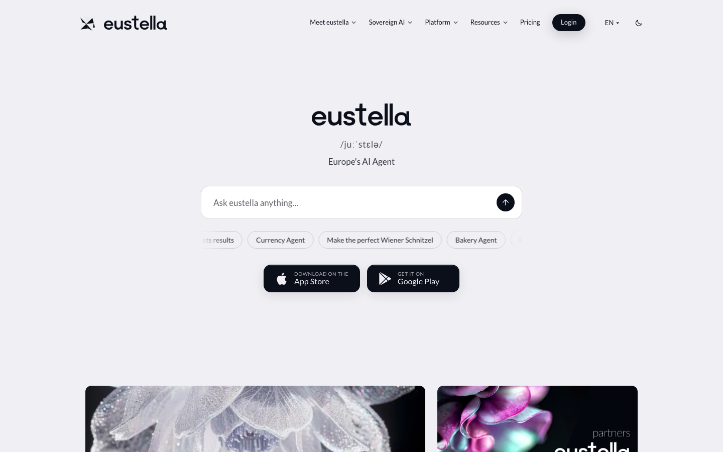 The eustella homepage