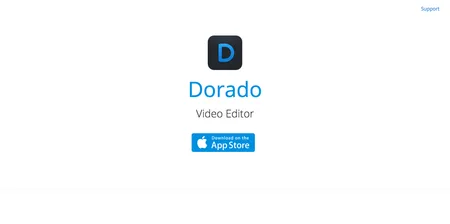 Mostly white page with a D app icon, 'Dorado Video Editor' and an App Store badge.