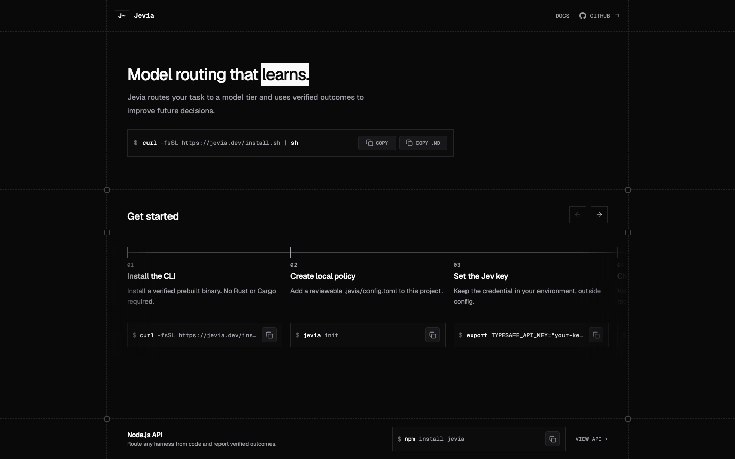 The Jevia homepage