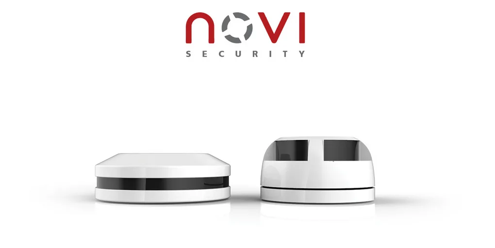 Two white security devices below the novi SECURITY wordmark.