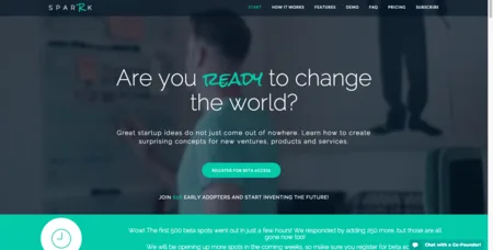 Homepage 'Are you ready to change the world?' on a dark teal background.